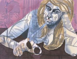David Salle - Portrait With Scissors And Nightclub