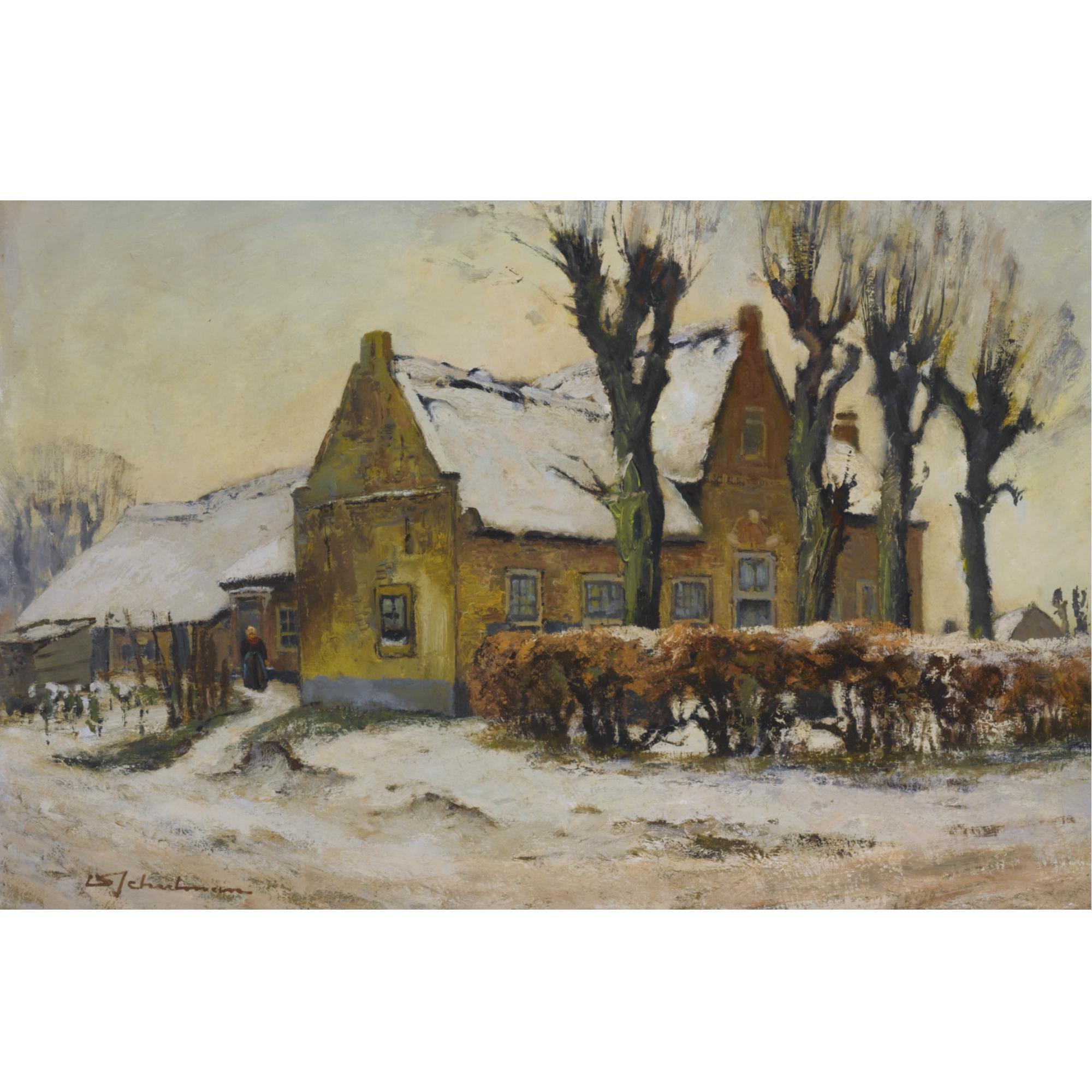 David Schulman - A  Farmhouse In Wintry Blaricum