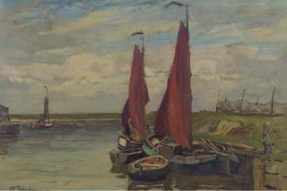 David Schulman - Moored sailing vessels in a harbour