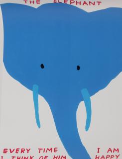 David Shrigley - The Elephant, Everytime I think of him I am Happy, 2023