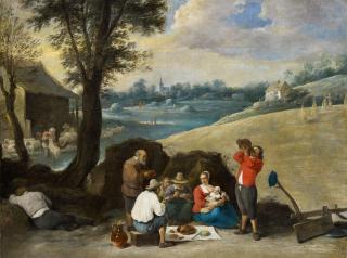 David Teniers d. J. - Landschaft mit rastenden Bauern