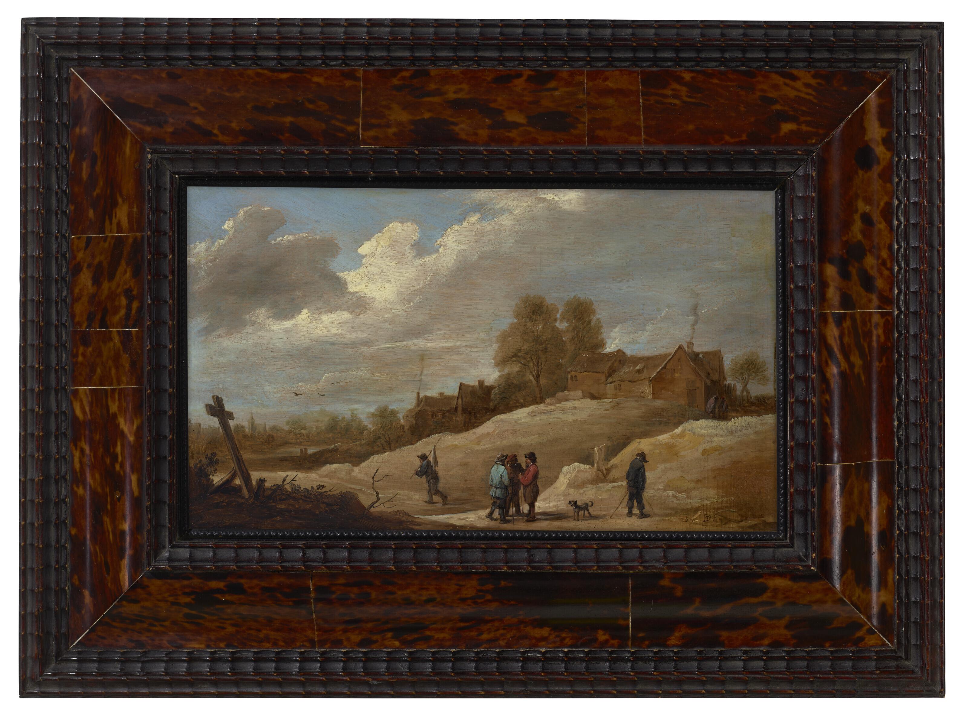 David Teniers II - A landscape with figures on the outskirts of a town