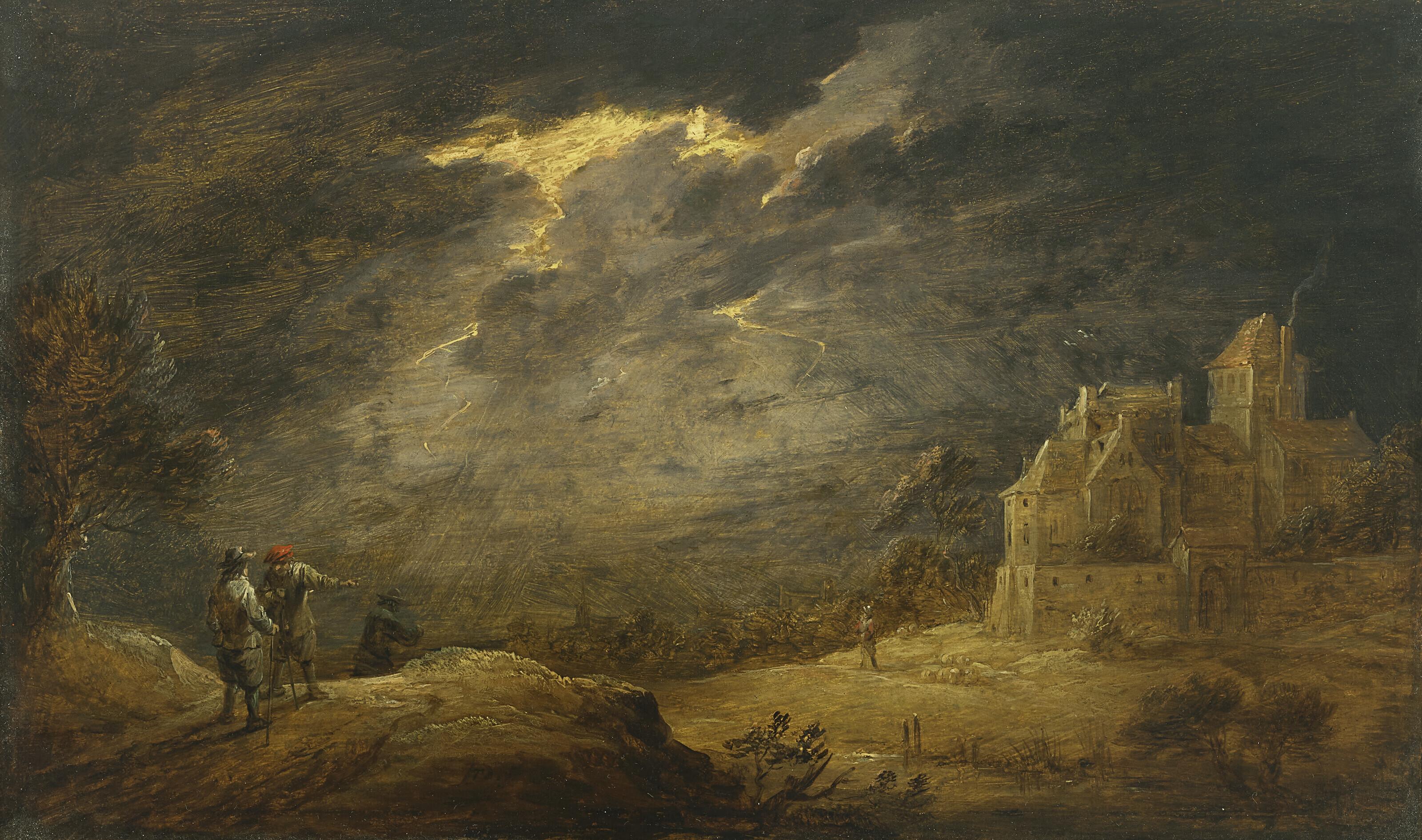 David Teniers II - A Landscape With Lightning