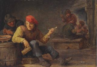 David Teniers II - Boors Drinking And Smoking In An Inn