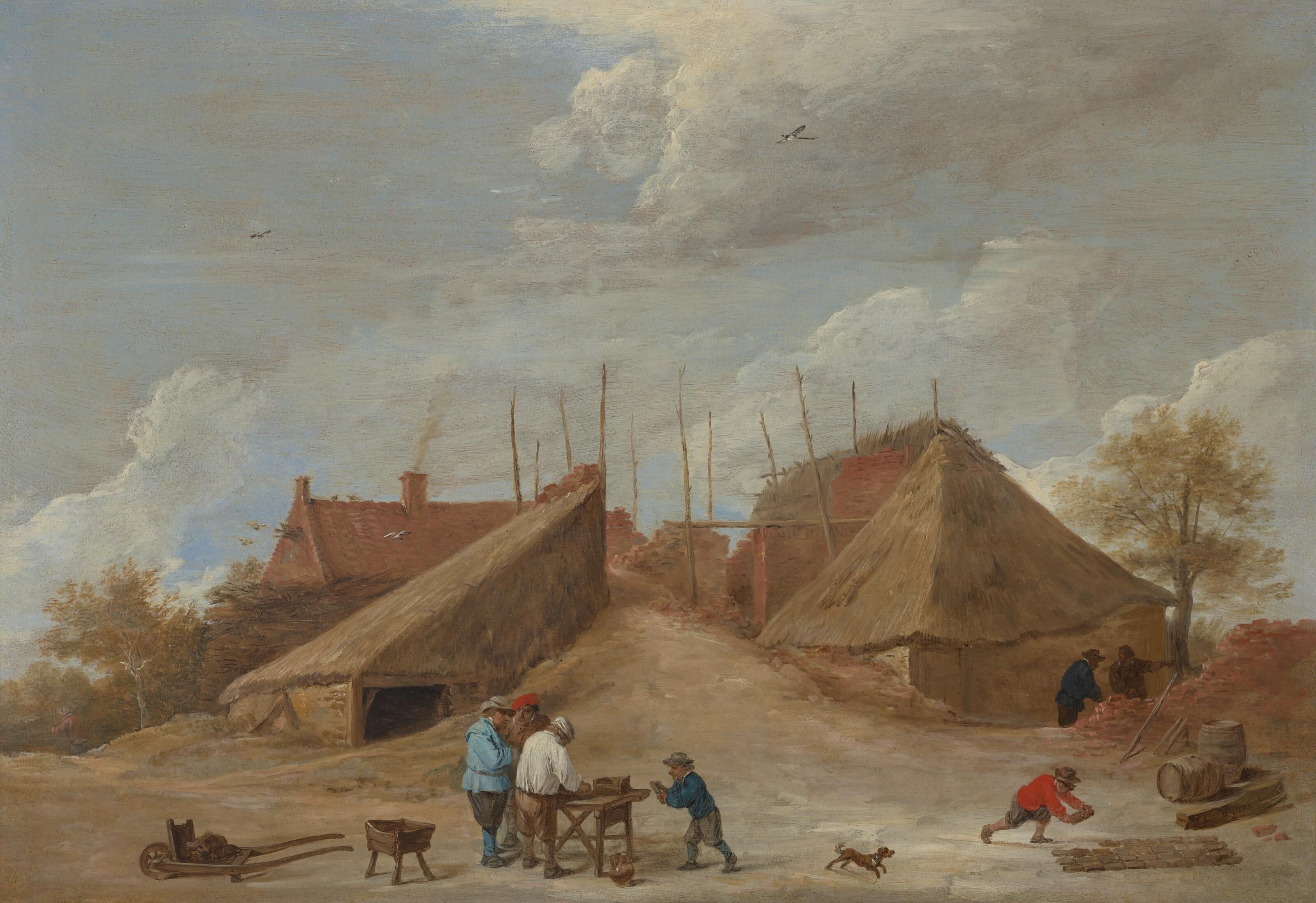 David Teniers II - Craftsmen before a house
