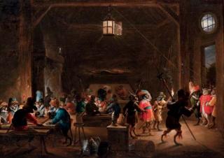 David Teniers II - Guardroom with monkeys