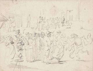 David Teniers Ii - Peasants dancing in a village square