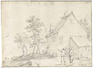 David Teniers II - Peasants talking near a house