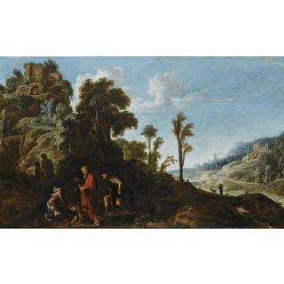 David Teniers the Elder - An Extensive Wooded Landscape With A Biblical Scene
