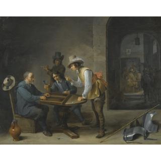 David Teniers The Younger - A Guardroom Scene With Tric-Trac Players In The Foreground