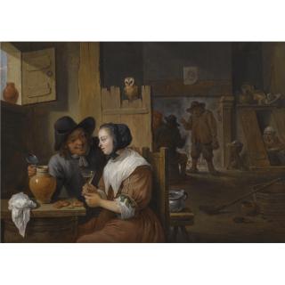 David Teniers The Younger - A Young Couple In An Innengraved: In Reverse, By Jacques-Nicolas Tardieu (1716-1791), In 1748, Entitled Le Desjeuner Flamand.