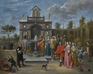 David Teniers The Younger - An Elegant Company Before A Pavilion In An Ornamental Garden