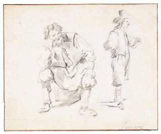David Teniers The Younger - Studies Of Two Figures, One Seated, The Other Standing