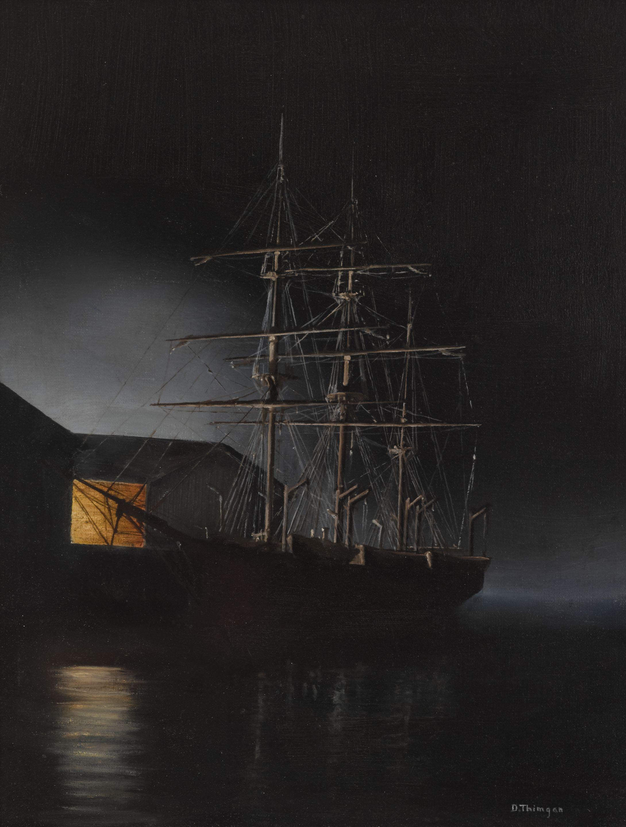 David Thimgan - A Whaling Barque in Moonlight
