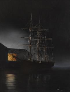 David Thimgan - A Whaling Barque in Moonlight