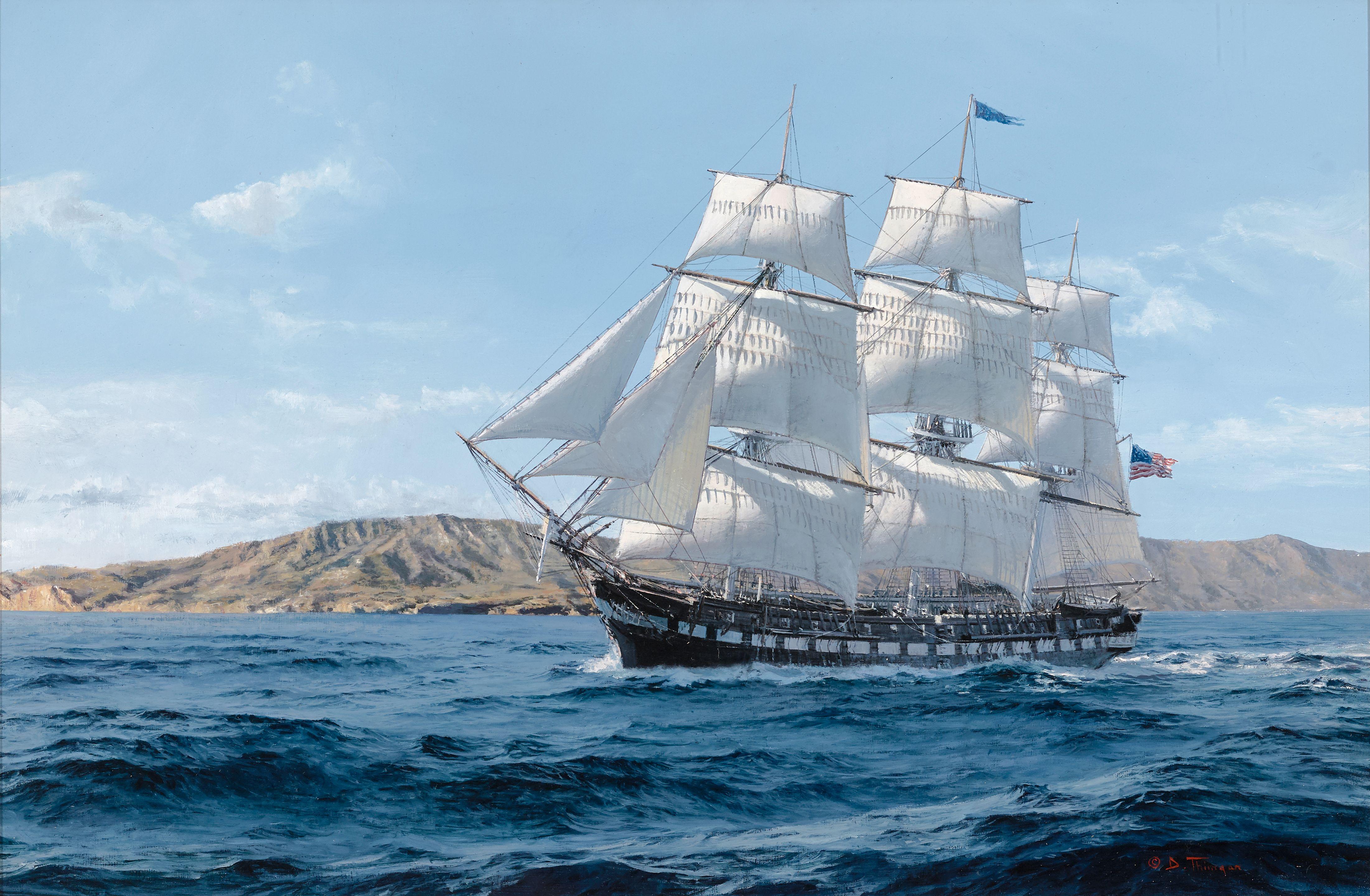 David Thimgan - U.S.S. Congress off Santa Cruz Island, California, 1846 12 x 18in