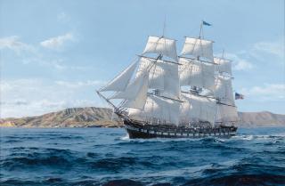 David Thimgan - U.S.S. Congress off Santa Cruz Island, California, 1846 12 x 18in