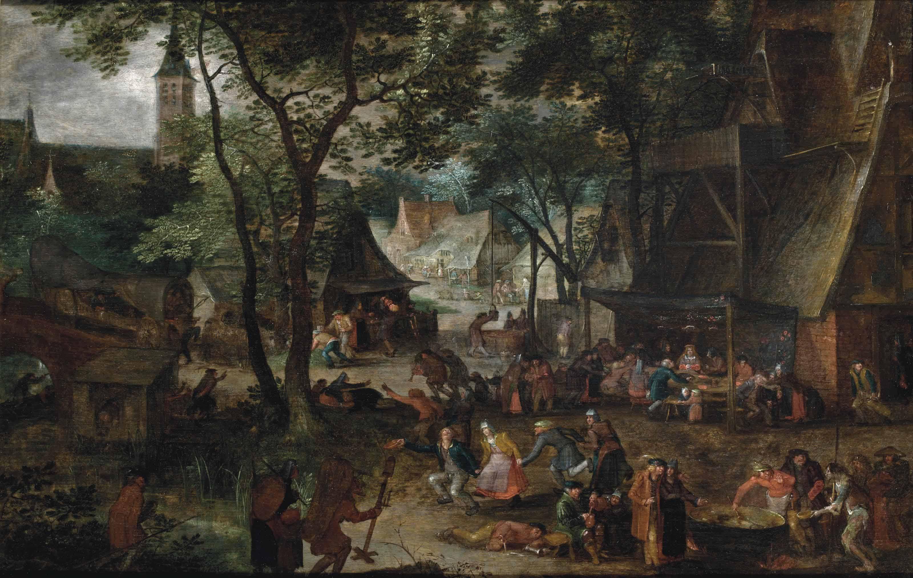 David Vinckboons I - A Wedding Banquet In A Village With Peasants Making Merry