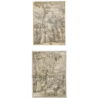 David Vinckboons - A) Jesus Questioned By The Followers Of John The Baptist; B) The Entry Of Christ Into Jerusalem, And The Healing Of The Leper