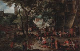 David Vinckboons - A village wedding, with peasants merrymaking