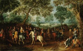 David Vinckboons - Soldiers in a forest clearing