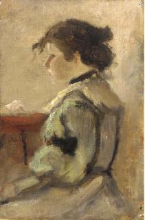 David W. Haddon - Portrait of a lady, bust-length, in a bonnet, wearing glasses