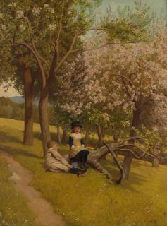 David Wilkie Wynfield - Beneath the trees 40 x 30in (101.6 x 25.4cm)