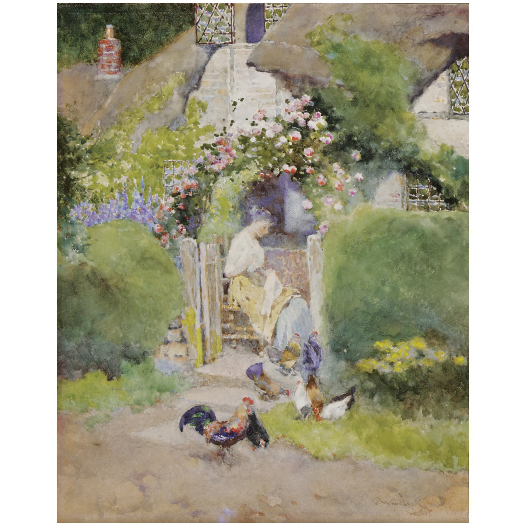 David Woodlock - British A Cottage Near Hampton Hill, Warwick