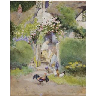 David Woodlock - British A Cottage Near Hampton Hill, Warwick