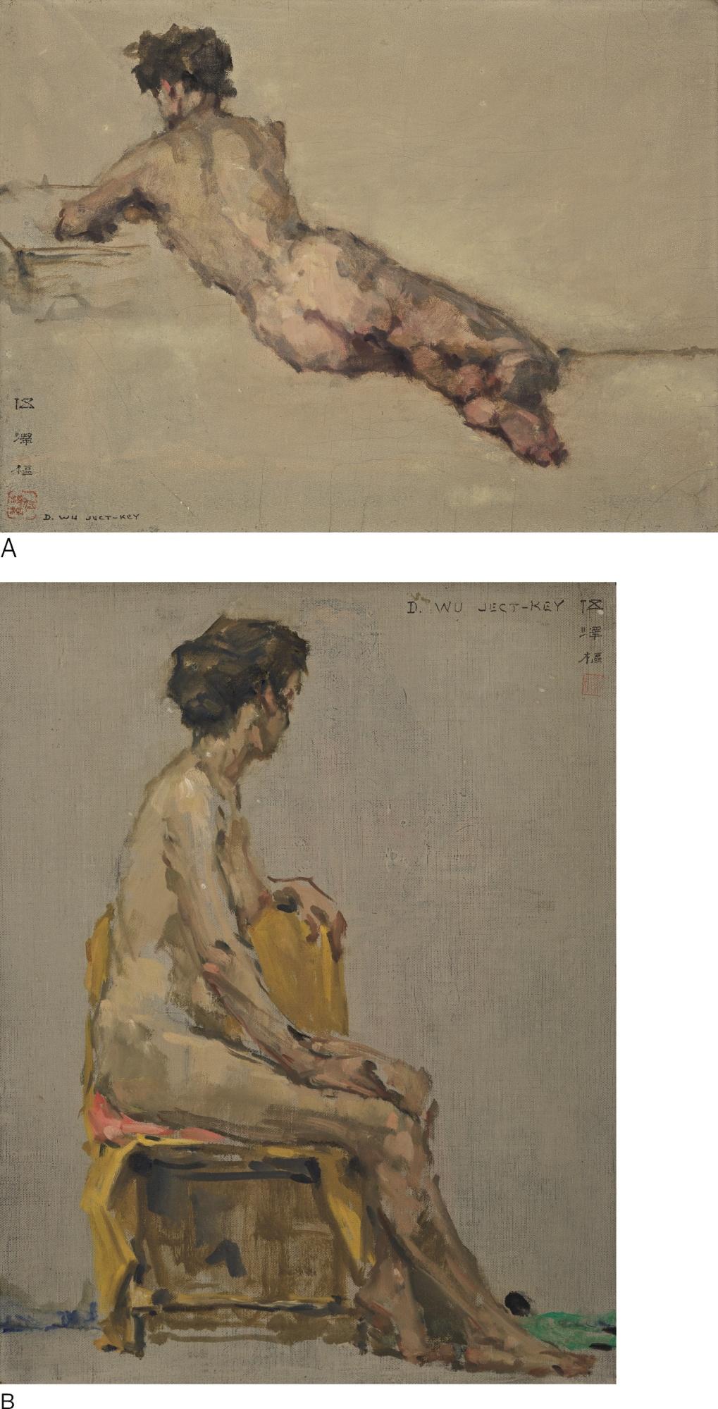 David Wu Ject-Key - A: Reclining Nude; B: Seated Nude [Two Works]
