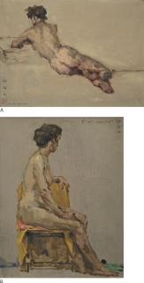 David Wu Ject-Key - A: Reclining Nude; B: Seated Nude [Two Works]