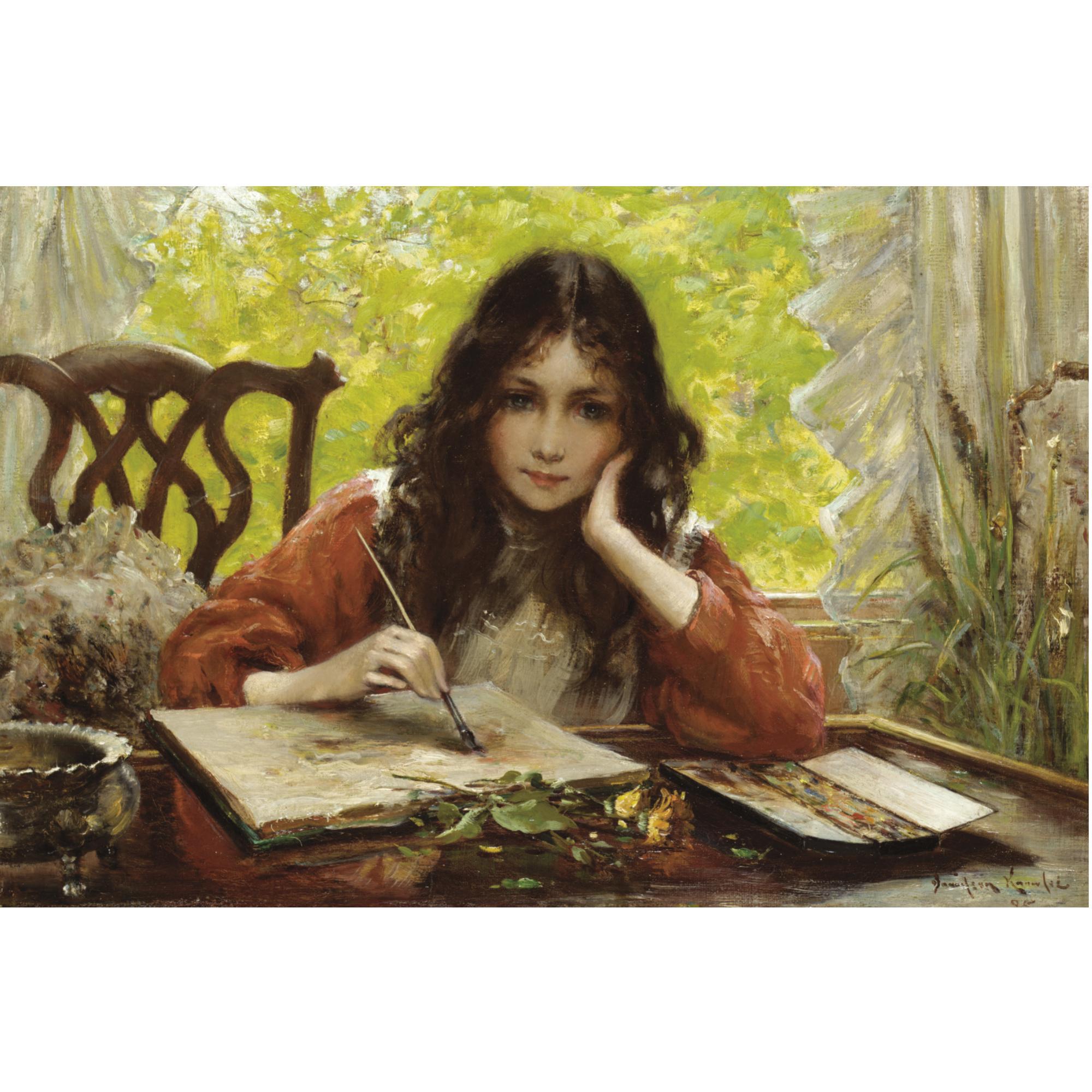 Davidson Knowles, R.B.A. - Watercolours By The Window