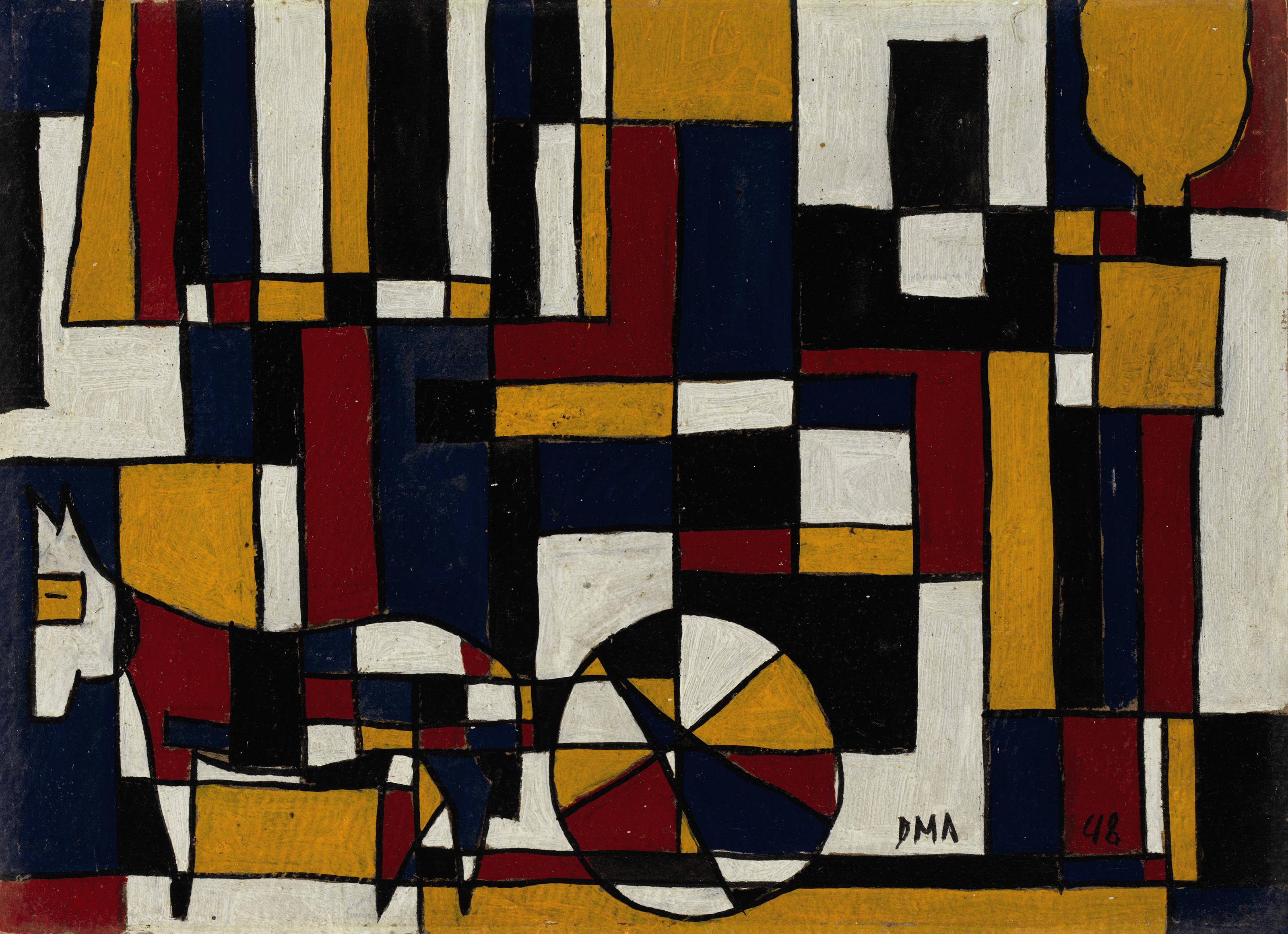 Daymán Antúnez - Constructivo con carreta en colores primarios