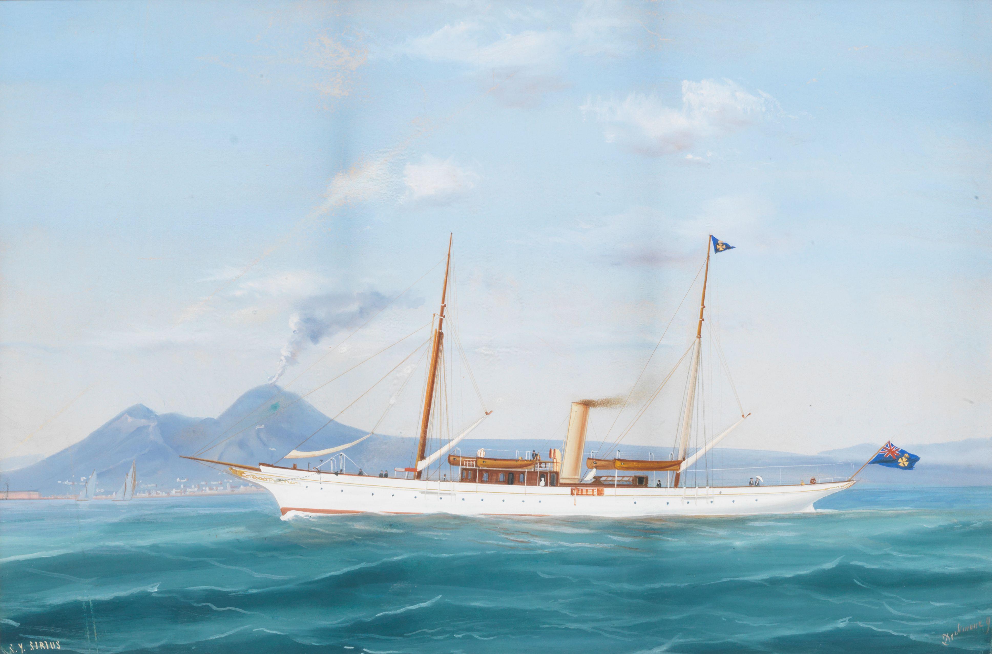 De Simone - SY Sirius in the Bay of Naples with Vesuvius in the distance
