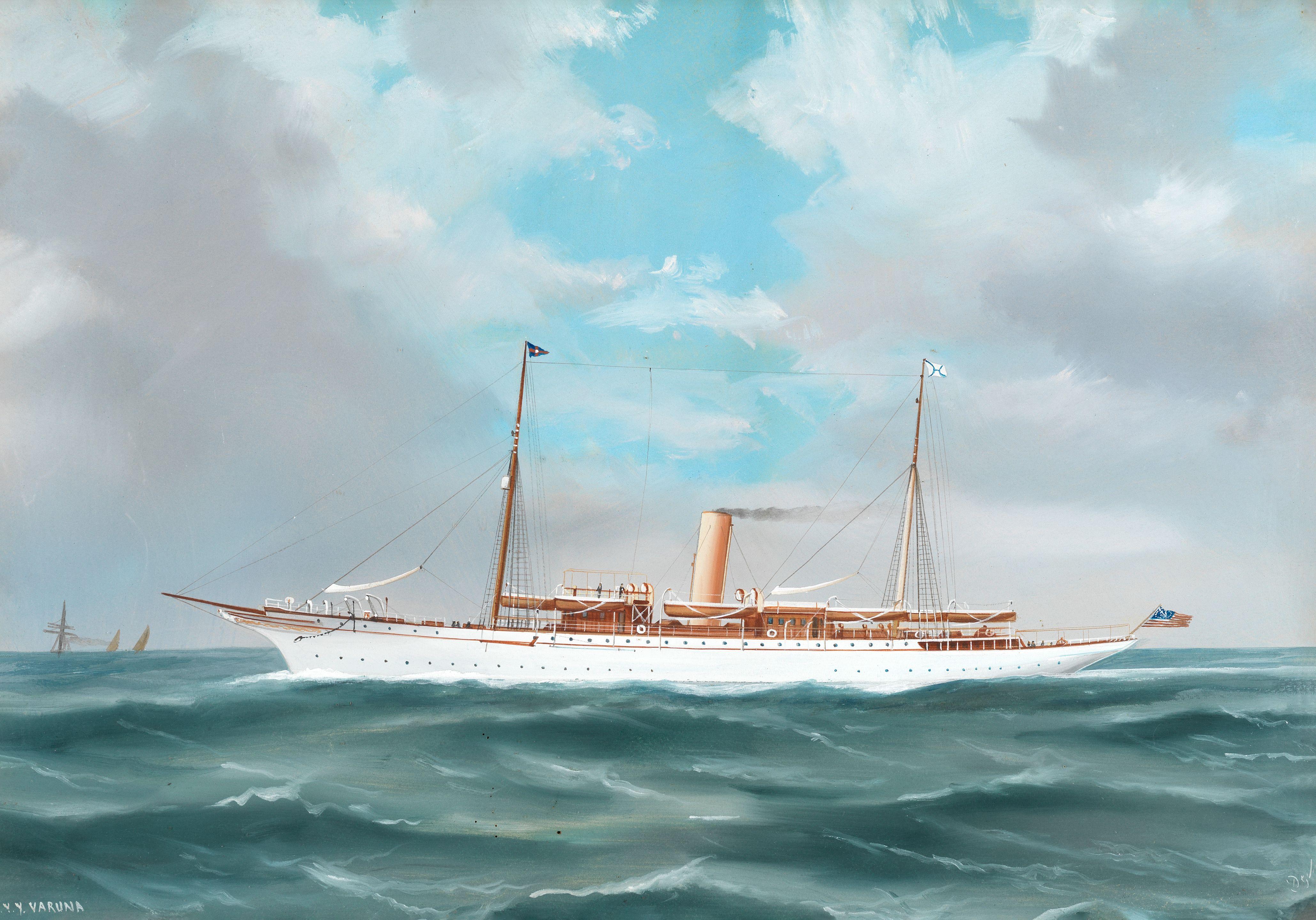 De Simone - SY Varuna flying the burgee of the New York Yacht Club