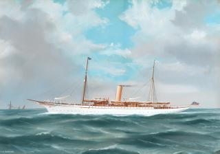 De Simone - SY Varuna flying the burgee of the New York Yacht Club