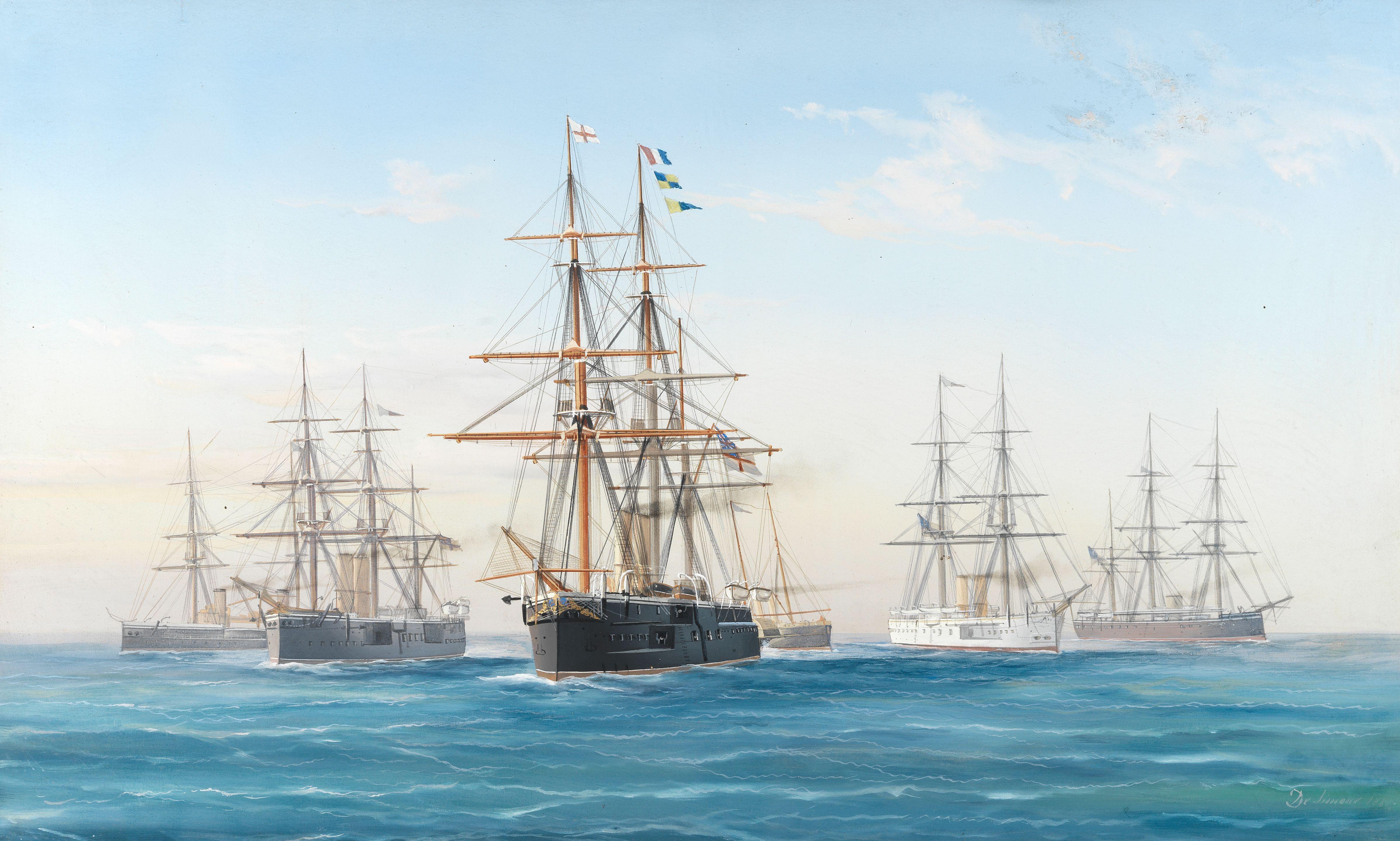 De Simone - The ironclad flagship HMS Alexandra leading the Mediterranean Fleet