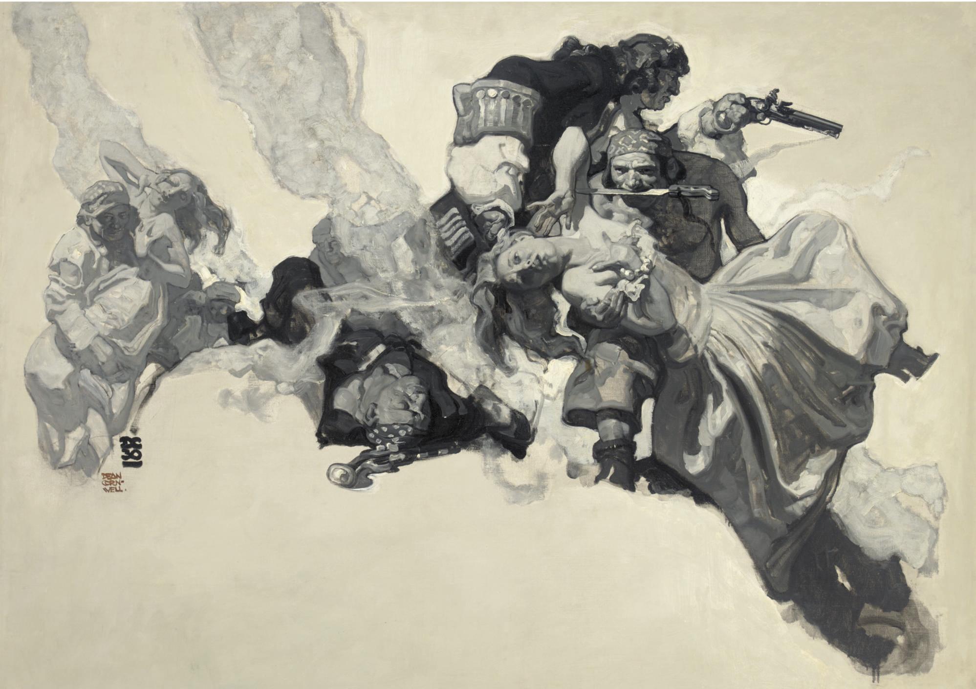 Dean Cornwell - Captain Blood Saves a Woman Caught Between the Devil and the Deep Sea