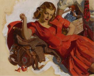 Dean Cornwell - Woman in a Red Dress