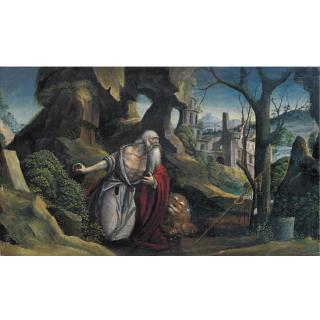 Defendente Ferrari - Saint Jerome In A Rocky Wooded Landscape