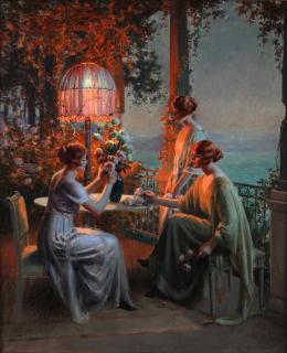 Delphin Enjolras - Elégantes Sur La Terasse Au Clair De Lune
