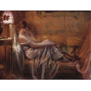Delphin Enjolras - Reading By Lamp Light