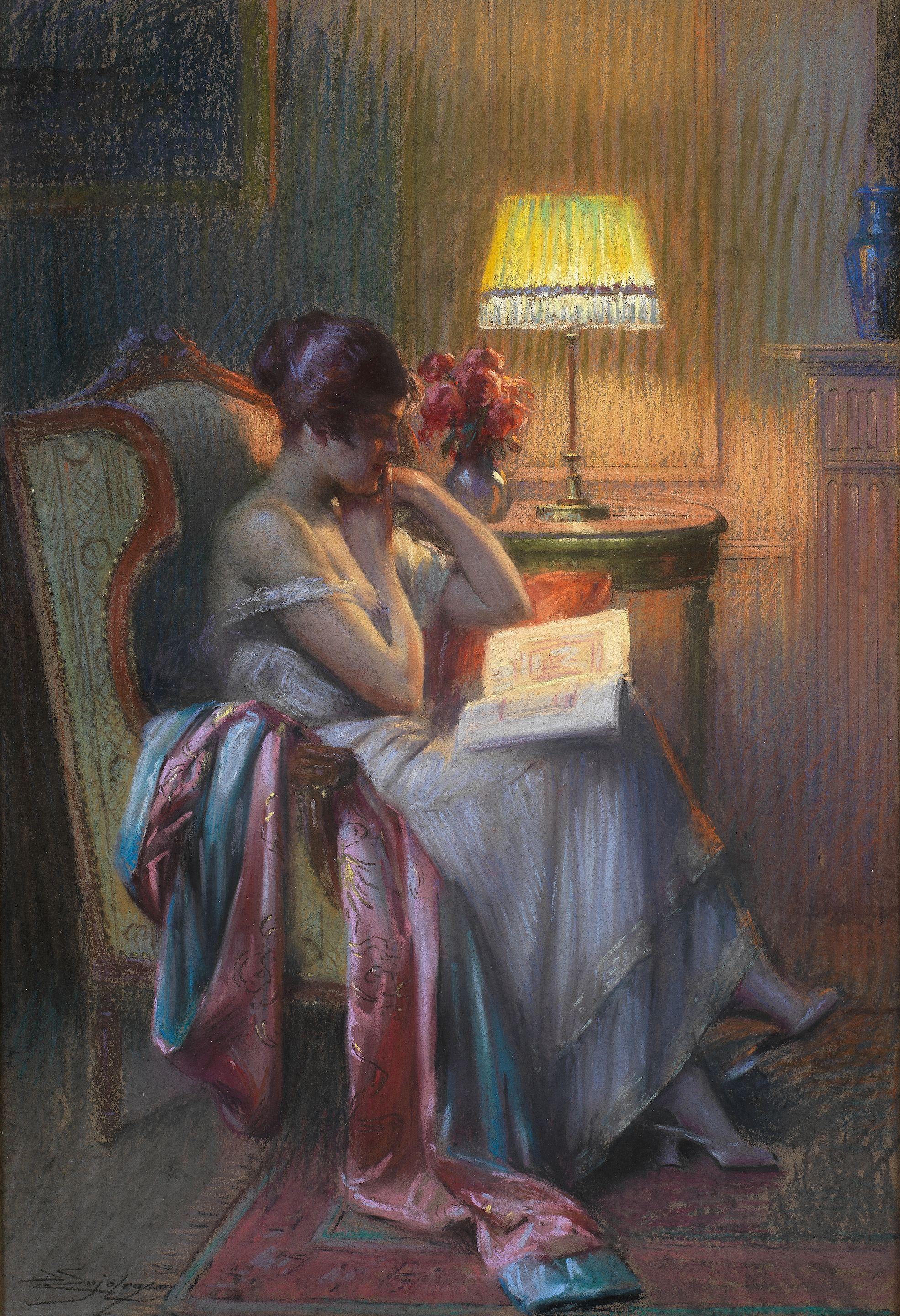 Delphin Enjolras - Reading by Lamplight