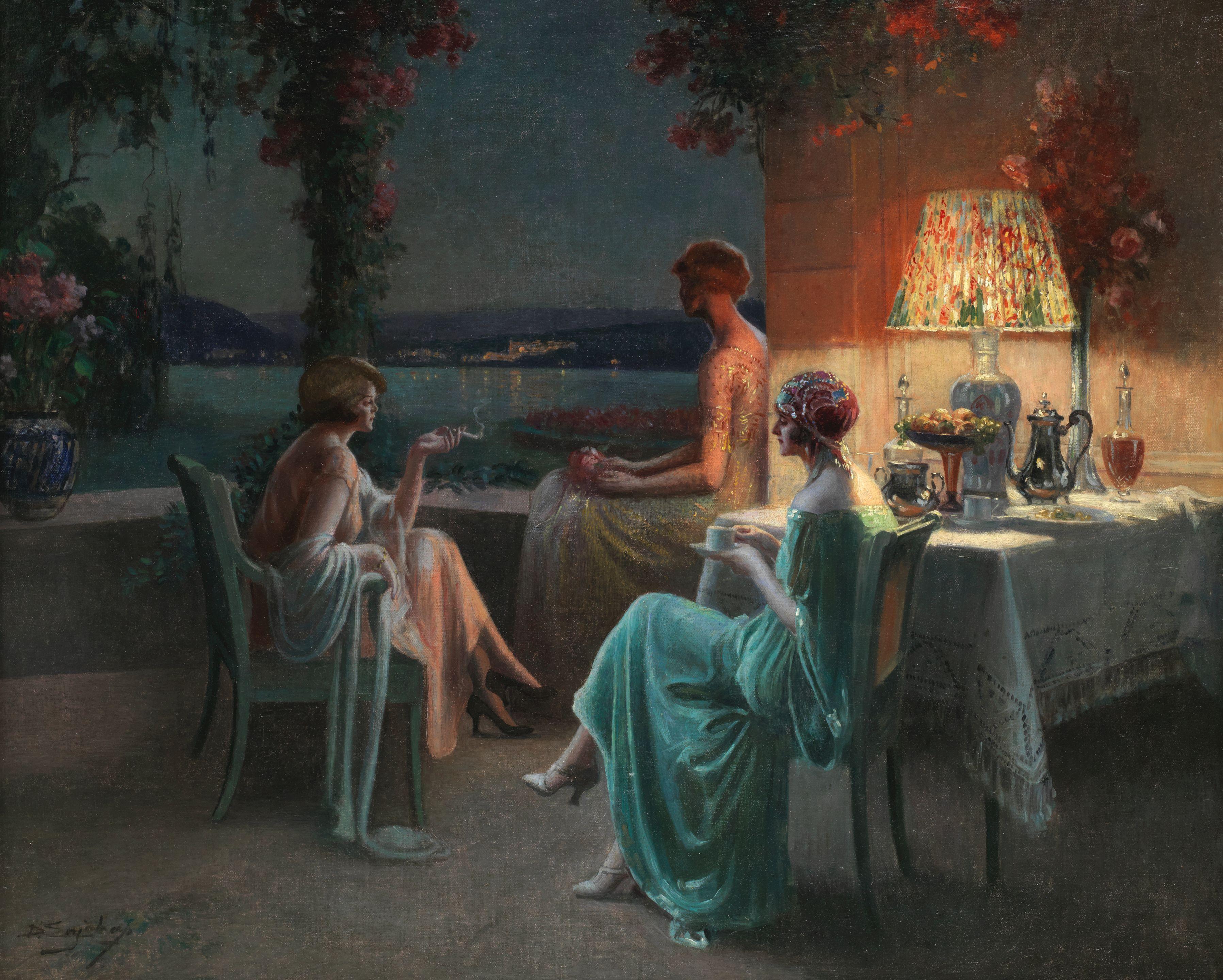 Delphin Enjolras - Trois femmes sur la terrasse