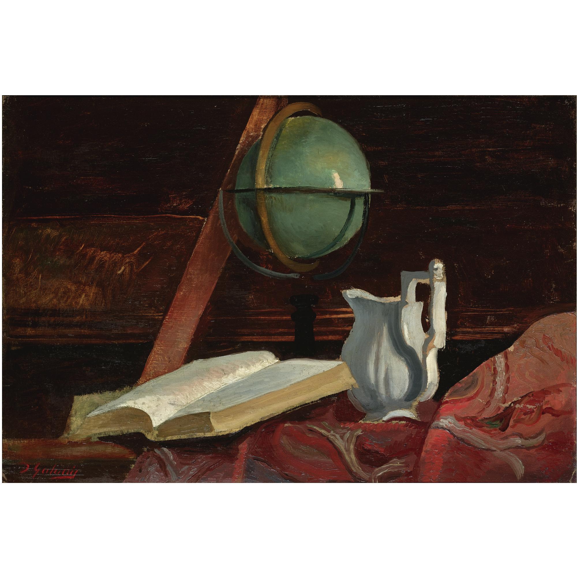 Demetrius Emmanuel Galanis - Greek Still Life With Book And Globe