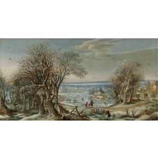Denijs van Alsloot - A View Of The Abbey Of Groenendael Near Brussels In Winter