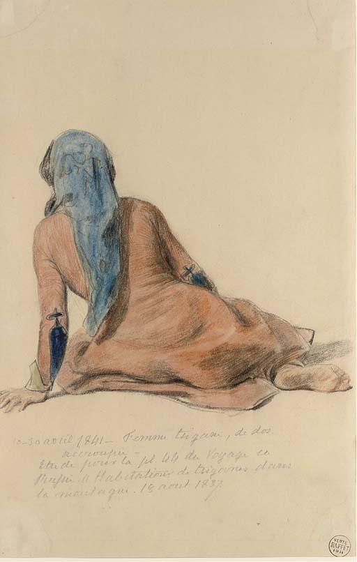 Denis-Auguste-Marie Raffet - A gipsy woman, seated, seen from behind