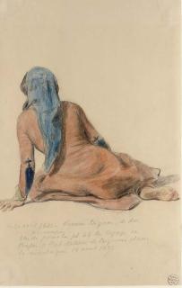 Denis-Auguste-Marie Raffet - A gipsy woman, seated, seen from behind