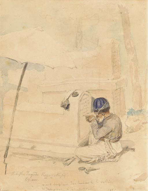 Denis-Auguste-Marie Raffet - Le Sculpteur Juguda Kazaz Mifiz Sculptant Un Tombeau Dans la Vallée de Josaphat Près de Jérusalem