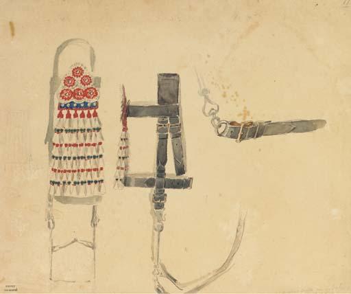 Denis-Auguste-Marie Raffet - Quatre Dessins Représentant Des Études de Selles, de Mors Andalous Et de Licols Et Harnais